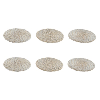 Coasters Home ESPRIT White Natural Bamboo Rattan 12 x 12 x 6 cm