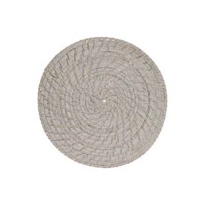 Table Mat Home ESPRIT White Natural Bamboo Rattan 34 x 34 x 1,5 cm