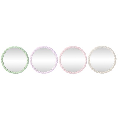 Wall mirror Home ESPRIT White Green Pink Lilac 44 x 3 x 44 cm (4 Units)