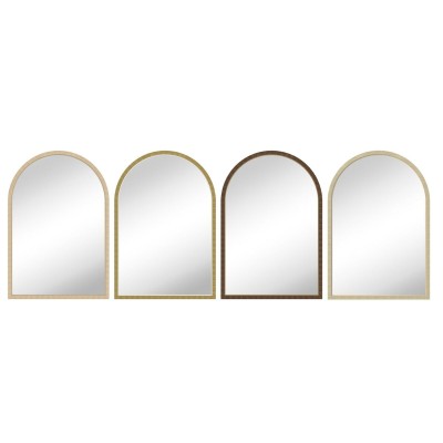 Wall mirror Home ESPRIT Beige Natural Scandi 60 x 2 x 90 cm (4 Units)