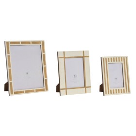 Photo frame Home ESPRIT White Natural Resin Bone (3 Units)