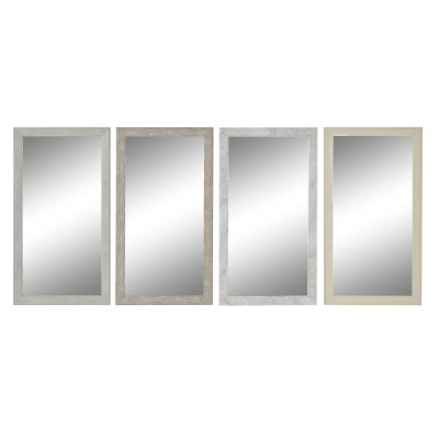 Miroir mural DKD Home Decor Blanc Beige Gris foncé 36 x 2 x 66 cm (4 Unités)