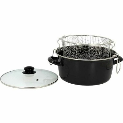 Frying pan with basket TheKitchenette 3645580 Black Crystal Steel Bakelite Enamelled Steel
