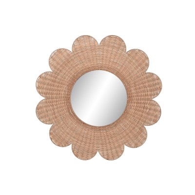 Wall mirror Home ESPRIT Brown Natural Tropical 98 x 1 x 98 cm