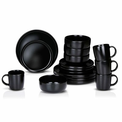 Assiettes Alpina Noir Céramique 16 Pièces (4 Unités)