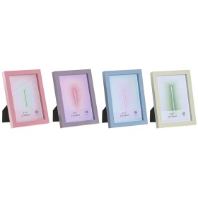 Photo frame Home ESPRIT Blue Green Crystal MDF Wood Urban (4 Units)