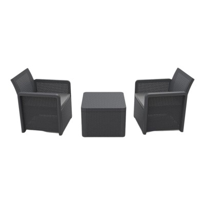 Table Set with 2 Armchairs Shaf Anthracite 57 X 57 X 42 CM (3 Pieces)