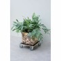 Flowerpot Standt with Wheels Nature Black Wood 38 x 38 cm