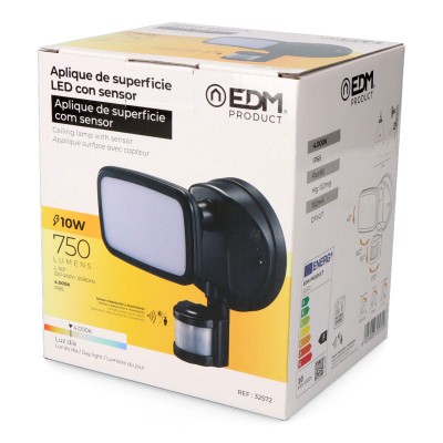 Projecteur LED EDM 32572 Noir F 10 W 750 Lm (4000 K)