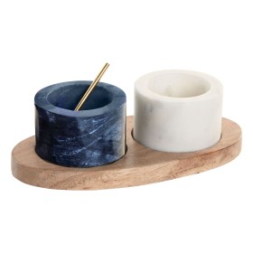 Salière et Poivrière Home ESPRIT Blanc Noir Naturel Acier inoxydable Acacia 20 X 10 X 7,6 CM