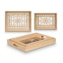 Set of trays Gift Decor Brown Transparent Wood Glass Squared 2 Pieces