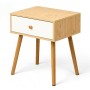 Small Side Table Gift Decor White Natural 40 x 30 x 47 cm