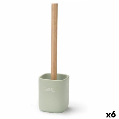 Brosse de salle de wc Berilo Blanc Vert Bois Polyrésine 9,6 x 37 x 9,5 cm (6 Unités)