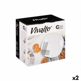 Assiettes Vivalto Blanc Noir Verre opalin Rayures 18 Pièces (2 Unités)