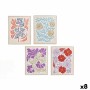Canvas Gift Decor Blue Red Orange Violet Flowers 40 x 3 x 50 cm (8 Units)