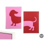 Canvas Gift Decor Red Pink Dog 50 x 3 x 70 cm (4 Units)
