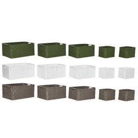 Set de basket Home ESPRIT Vert Gris Crème Métal polypropylène 44 x 32 x 20 cm (3 Unités)