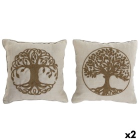 Coussin Home ESPRIT Blanc Naturel Arbre Romantique 45 x 15 x 45 cm (2 Unités)
