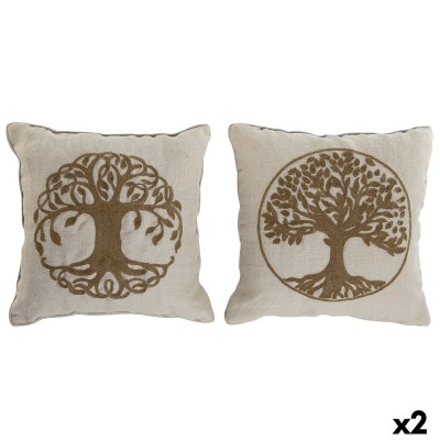 Coussin Home ESPRIT Blanc Naturel Arbre Romantique 45 x 15 x 45 cm (2 Unités)