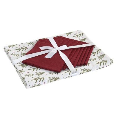 Nappe enduite antitache Home ESPRIT Blanc Vert Beige (9 Pièces)