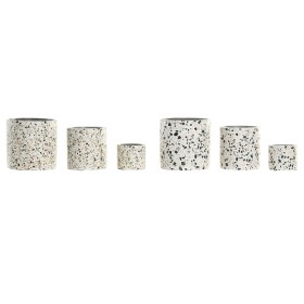 Planter Home ESPRIT White Multicolour Cement Urban 13 x 13 x 13 cm (3 Pieces) (2 Units)