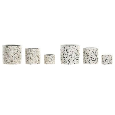 Planter Home ESPRIT White Multicolour Cement Urban 13 x 13 x 13 cm (3 Pieces) (2 Units)