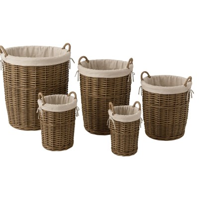 Basket set Home ESPRIT Brown Cotton wicker (5 Pieces)