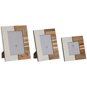 Photo frame Home ESPRIT White Brown Resin Mango wood Scandinavian (3 Units)