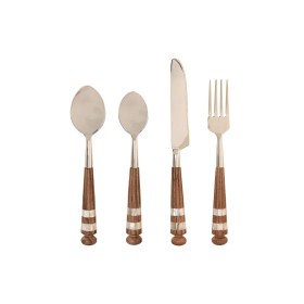 Cutlery Home ESPRIT White Silver Natural Stainless steel Acacia 4,5 X 2 X 21 CM 16 Pieces