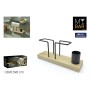 Napkin holder My Bar Brown Black Wood Iron 20 x 5,5 x 8 cm (12 Units)