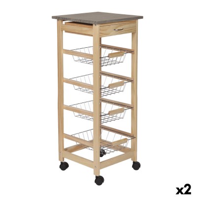 Vegetable trolley MobleKit Brown Grey Wood Metal 37 x 37 x 82 cm (2 Units)