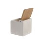 Salière avec couvercle Home ESPRIT Blanc Bambou Grès 11 x 11 x 11 cm (3 Unités)