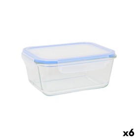 Boîte à lunch Quttin Bleu Transparent Rectangulaire 1,3 L (6 Unités)