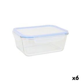 Boîte à lunch Quttin Bleu Transparent Rectangulaire 1,8 L (6 Unités)