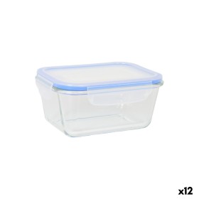 Lunch box Quttin Blue Transparent Rectangular 470 ml (12 Units)