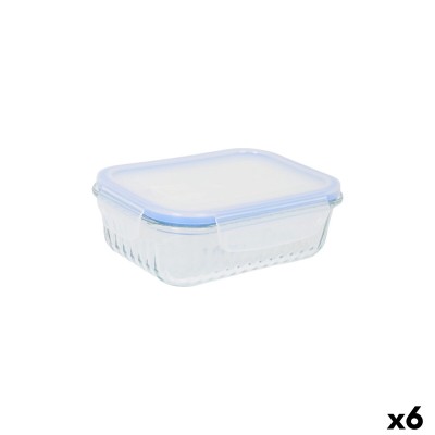 Lunch box Quttin Textury Transparent Borosilicate Glass Rectangular 600 ml (6 Units)