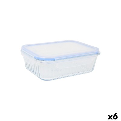 Boîte à lunch Quttin Textury Transparent Verre Borosilicaté Rectangulaire 1,5 L (6 Unités)