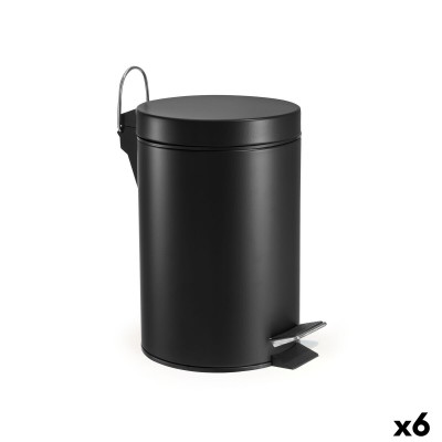 Poubelle à pédale Confortime Noir 3 L (6 Unités)
