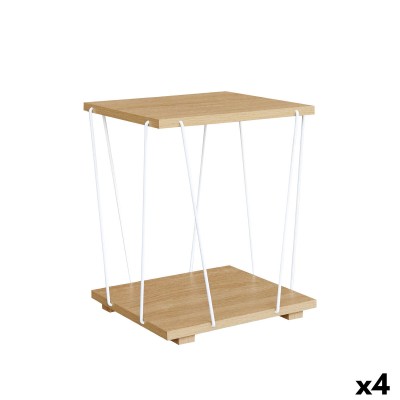 Table d'appoint MobleKit Blanc Marron 31,8 x 31,8 x 38,5 cm (4 Unités)