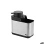 Distributeur de Liquide Vaisselle 2 en 1 Quttin 13,6 x 8 x 14,5 cm Noir Argenté (12 Unités)