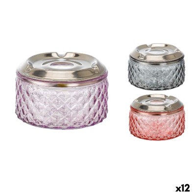 Cendrier Confortime verre Acier 10,5 x 10,5 x 6,6 cm (12 Unités)