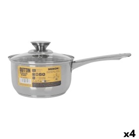 Casserole avec couvercle Quttin New neron Argenté Acier Ø 16 cm 2 L 33 x 17,5 x 10 cm (4 Unités)