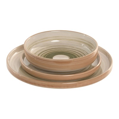 Assiettes Home ESPRIT Vert Grès 18 Pièces