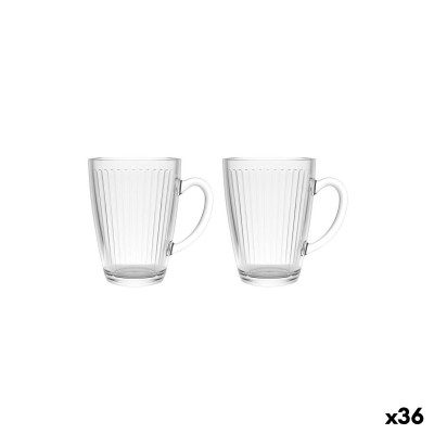 Ensemble de tasses à café La Mediterránea Naira Lines Transparent 2 Pièces (36 Unités)