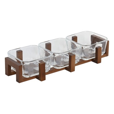Snack tray Home ESPRIT Transparent Natural 300 ml 32 x 12 x 6 cm