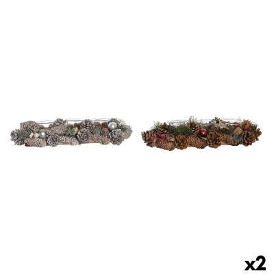 Bougeoirs de Noël DKD Home Decor Blanc Rouge Vert Verre 38 x 13 x 8,5 cm (2 Unités)