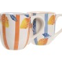 Tasse mug Home ESPRIT Jaune Bleu Blanc Orange Citron méditerranéen Avec relief 360 ml (4 Unités)