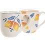 Mug Home ESPRIT Yellow Blue White Orange Lemon Mediterranean With relief 360 ml (4 Units)