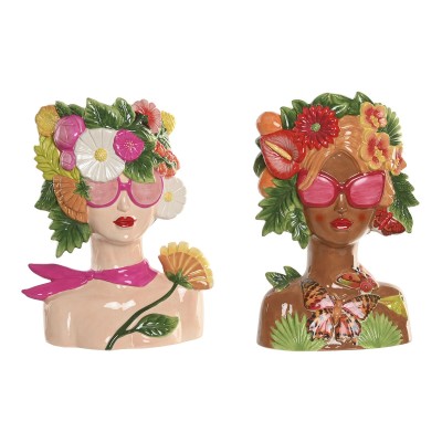 Planter Home ESPRIT Multicolour Ceramic Tropical 27 X 17 X 35 CM (2 Units)