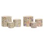 Cache-pot Home ESPRIT Marron Multicouleur Céramique Shabby Chic 13,6 X 13,6 X 11,8 CM (3 Pièces) (2 Unités)